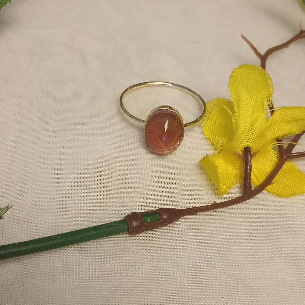 SZ 14 K Gold Filled Ring with Vintage Oregon Schiller Sunstone Gemstone Size 7
